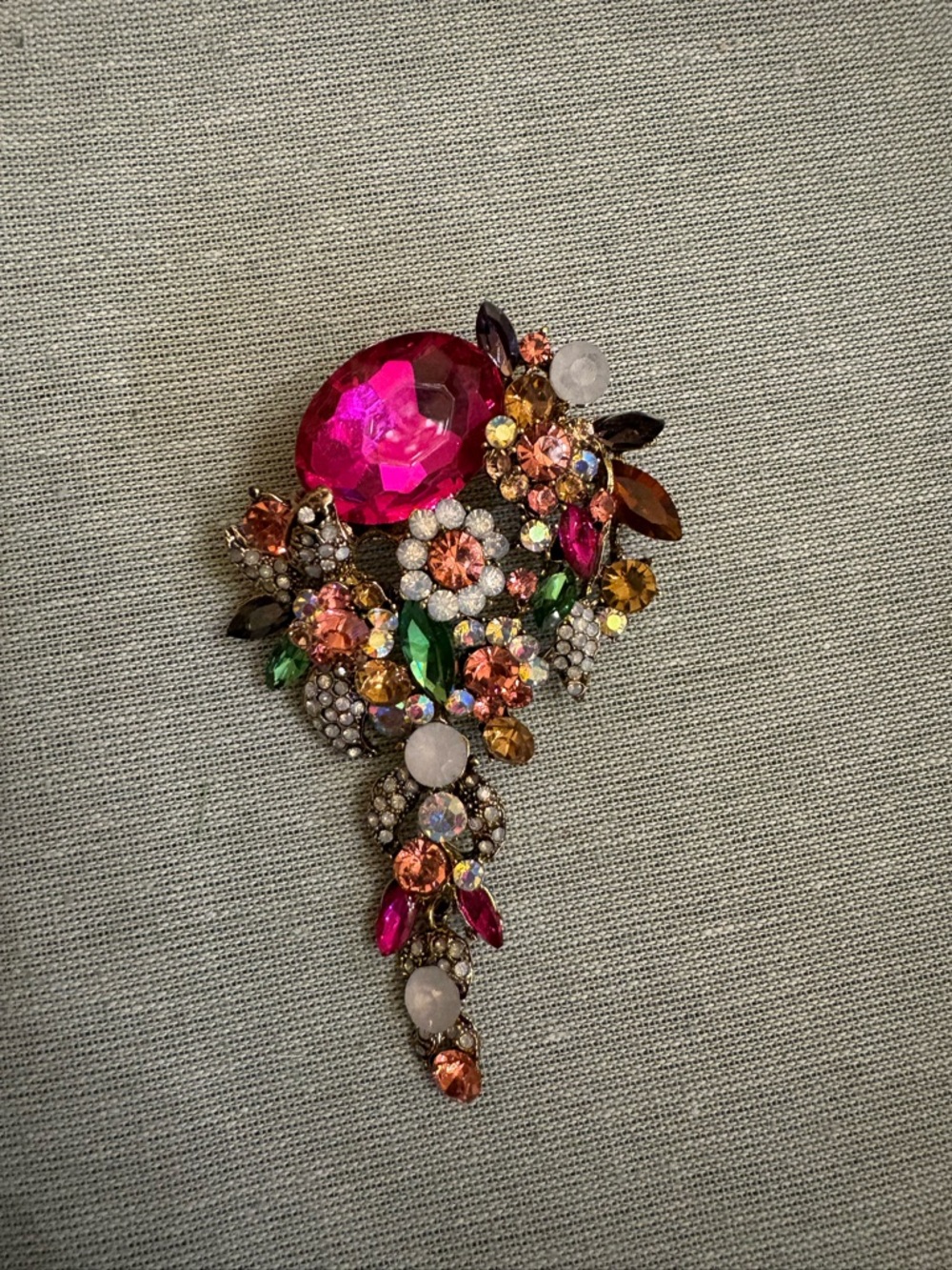 Aratta Fuchsia Multicolor Crystal Floral Brooch - Women Jewelry - Picture 5 of 6